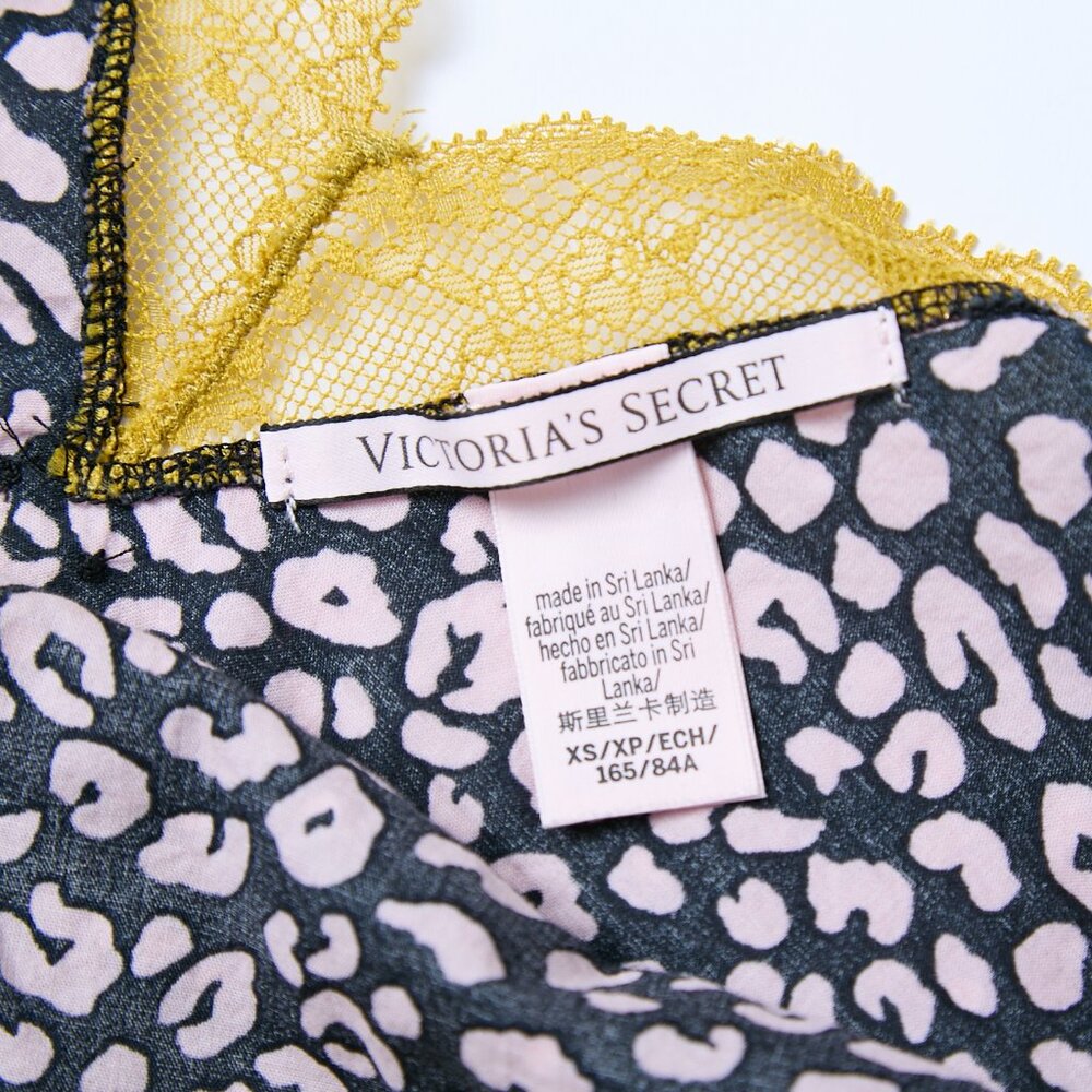 Victoria's Secret Leopard Print Lace Cami Sleep Top Black Pink XS coquette y2k - Picture 4 of 7
